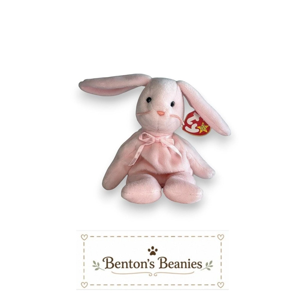 Hoppity the Pink Rabbit Ty Beanie Baby | Springtime Hopper 🌸 | Mint Heart Tag ⭐